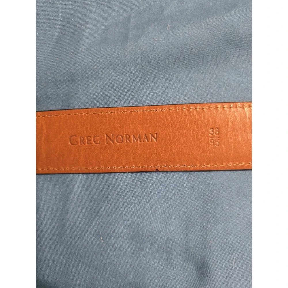 Greg Norman Italian Calfskin Black Belt Silver Accent Size 38 Made In USA